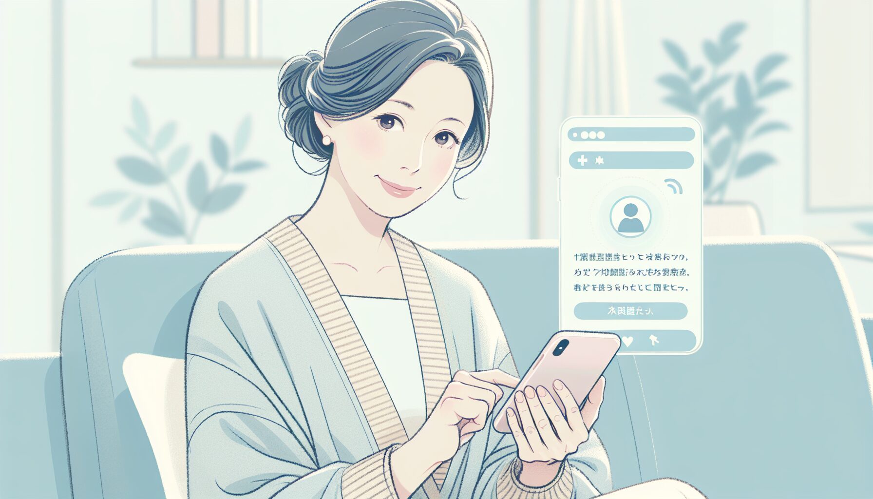 離れて暮らす親の安否を確認するスマートフォン