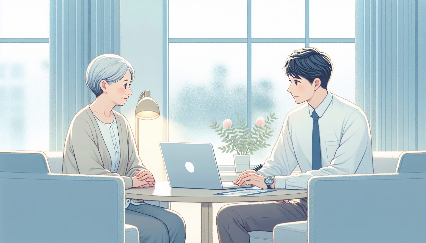 専門家にデジタル終活を相談しているイラスト