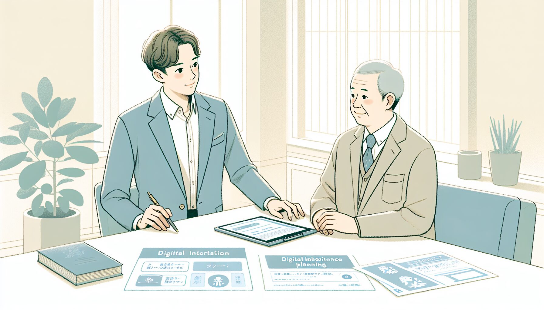 デジタル相続について専門家に相談する日本人のイメージ