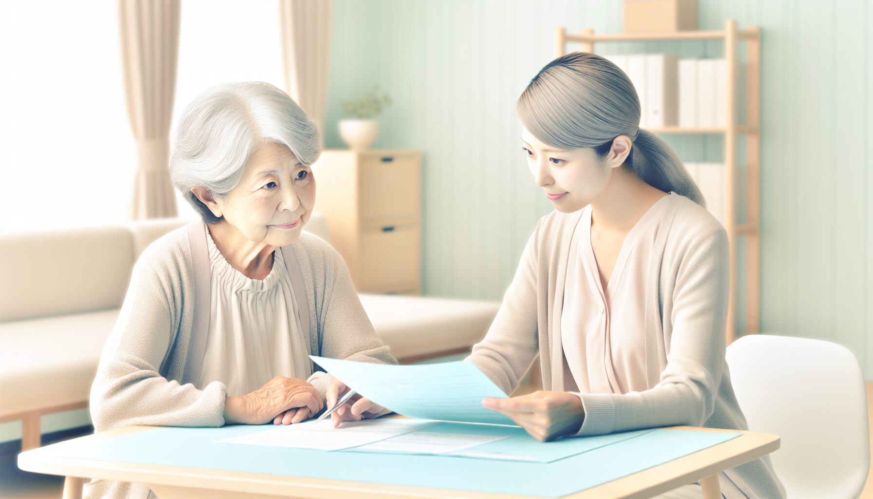 専門家に身元保証について相談しているイラスト