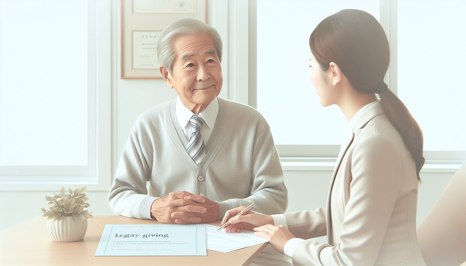 専門家と遺贈寄付について相談している様子