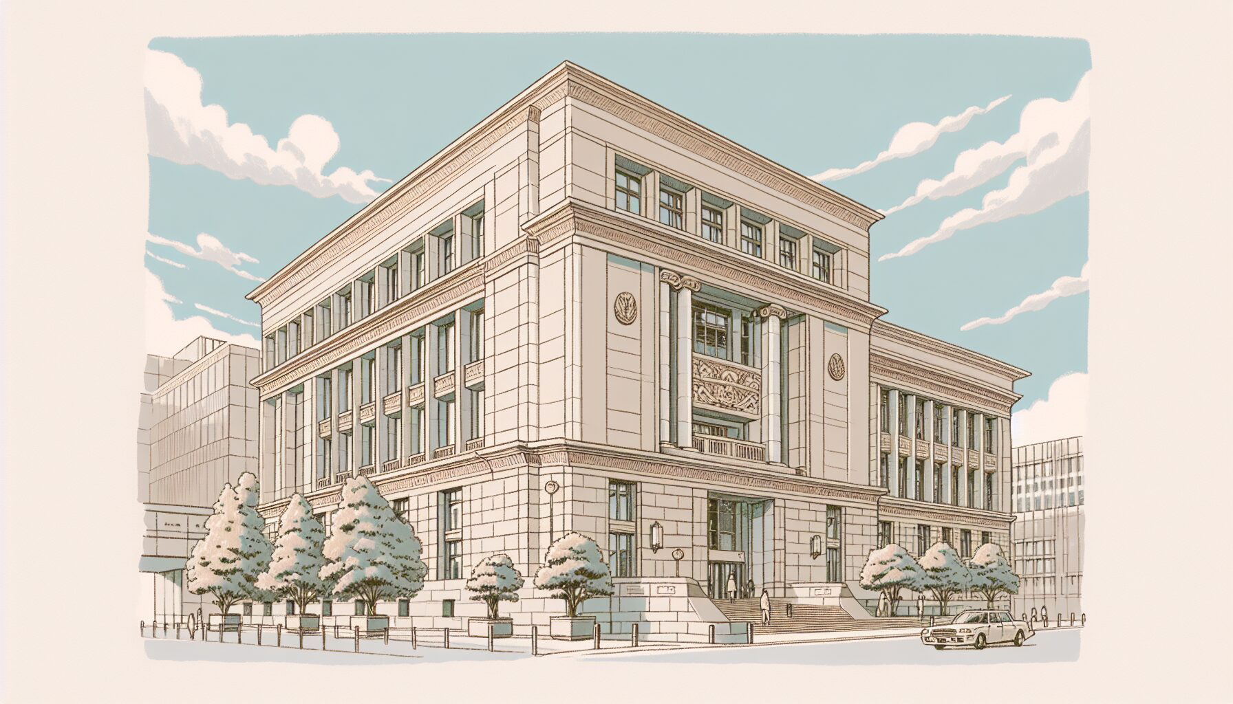 家庭裁判所の建物を表すイラスト