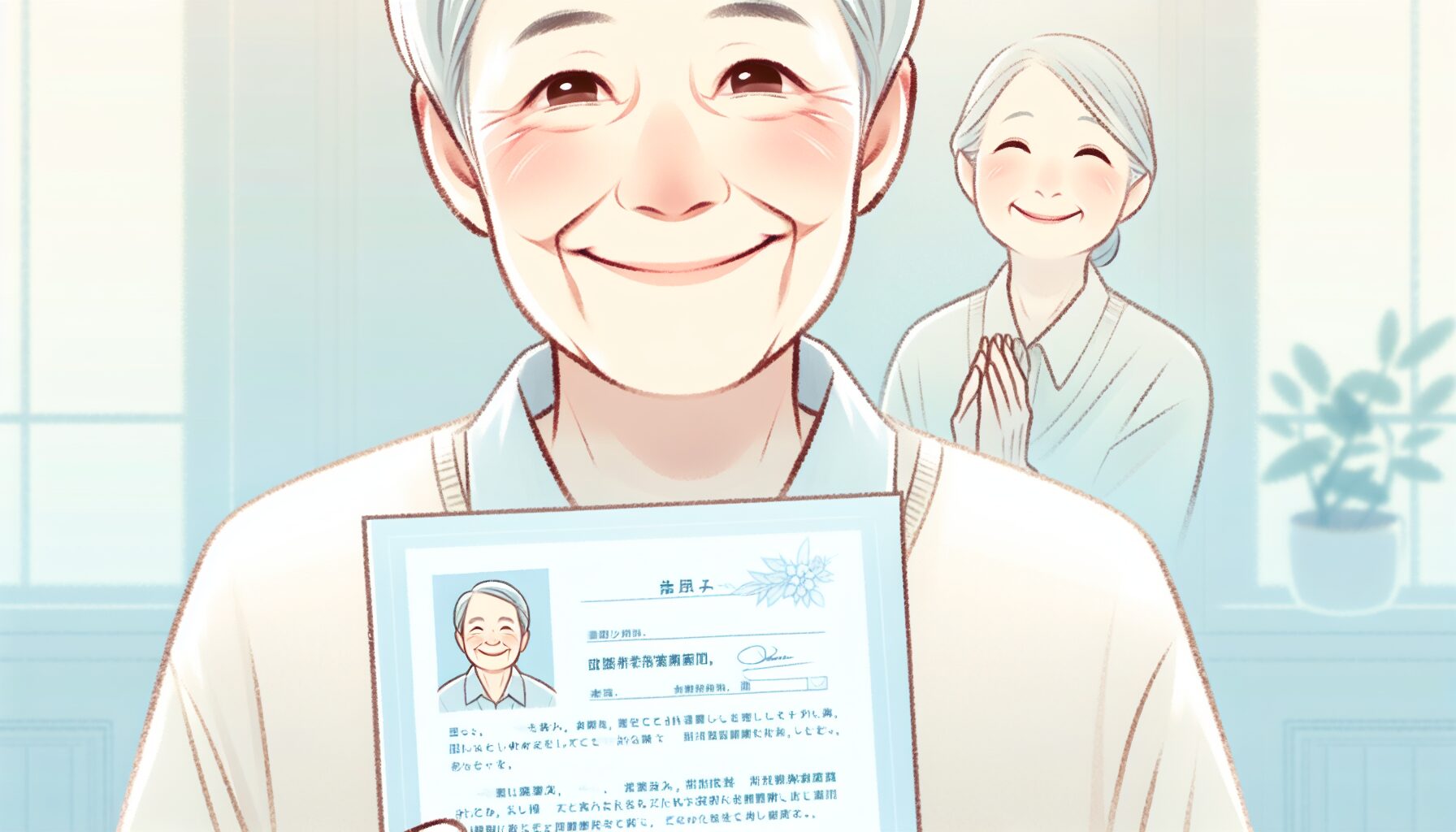 契約書を持って安心する高齢者のイメージ