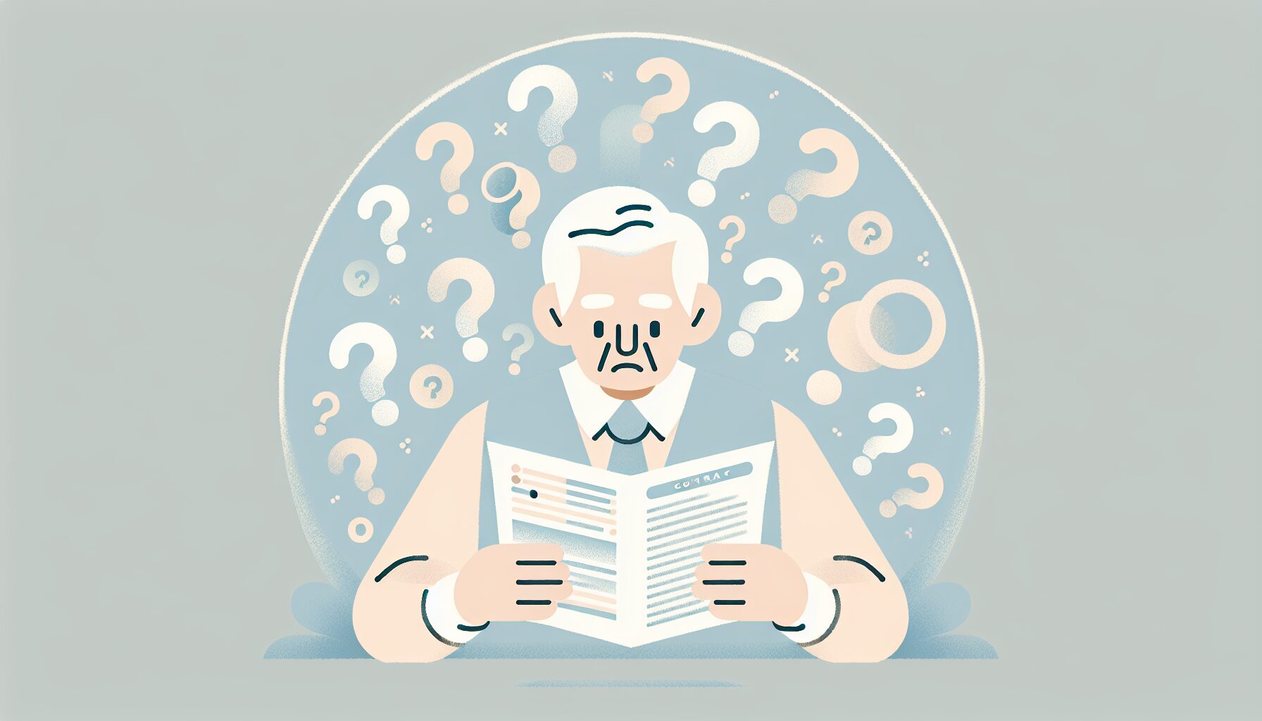 複雑な契約書に困惑する高齢者