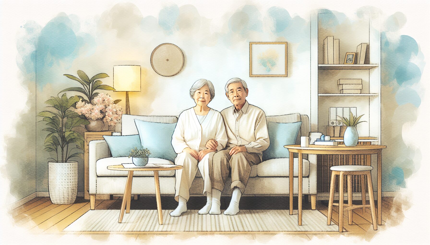 老後の備えを整えて安心している高齢夫婦のイメージ