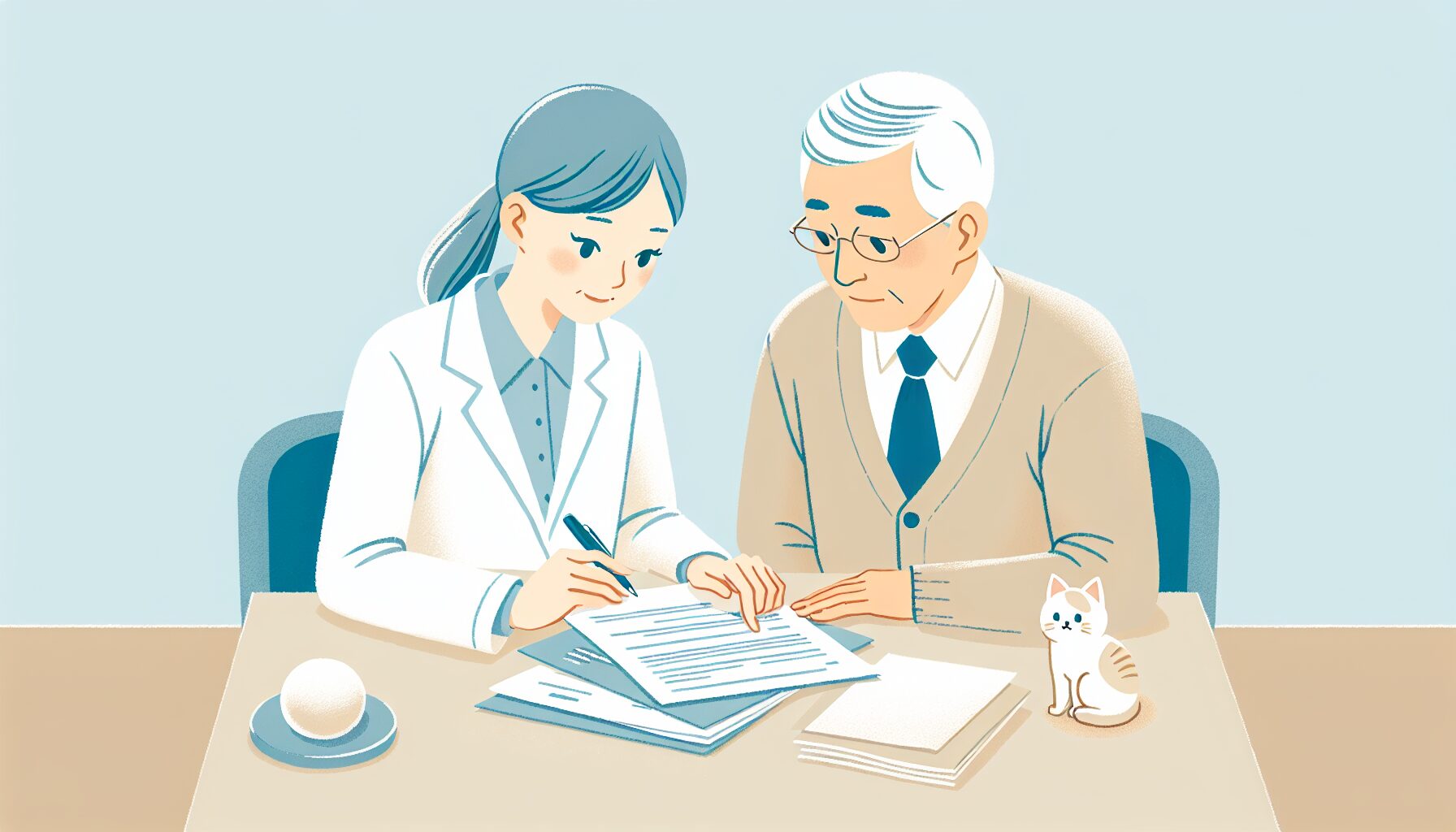 ペット信託について専門家に相談するイラスト