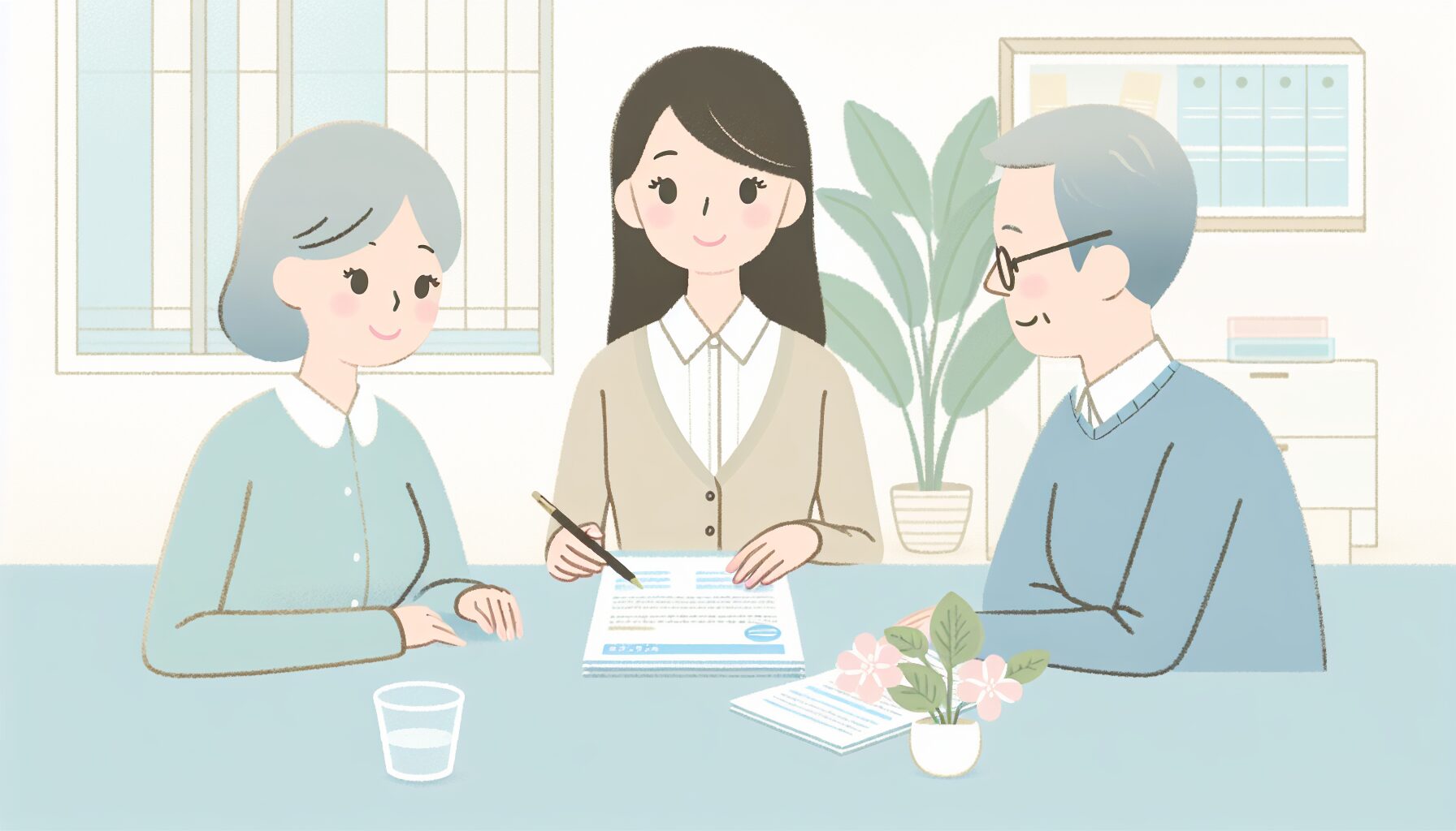 専門家に相談しながら終活を進める家族のイメージ