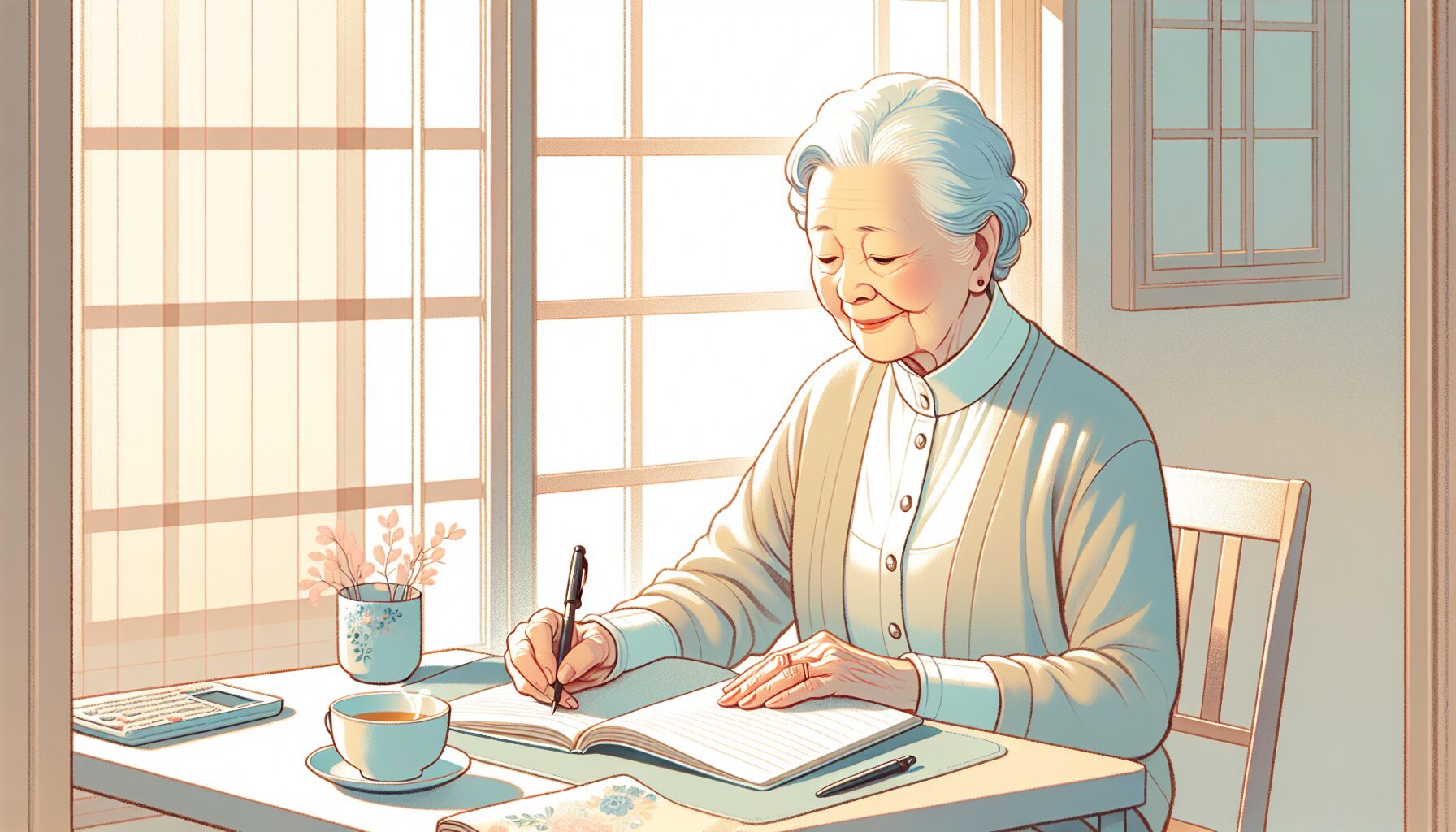 エンディングノートを書いて家族に思いを伝えるイメージ