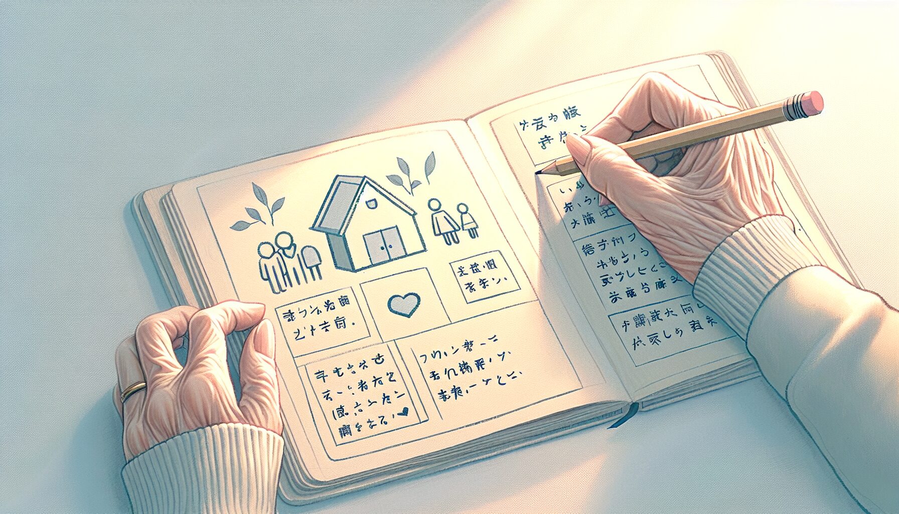 終活ノートに書き込むイメージ