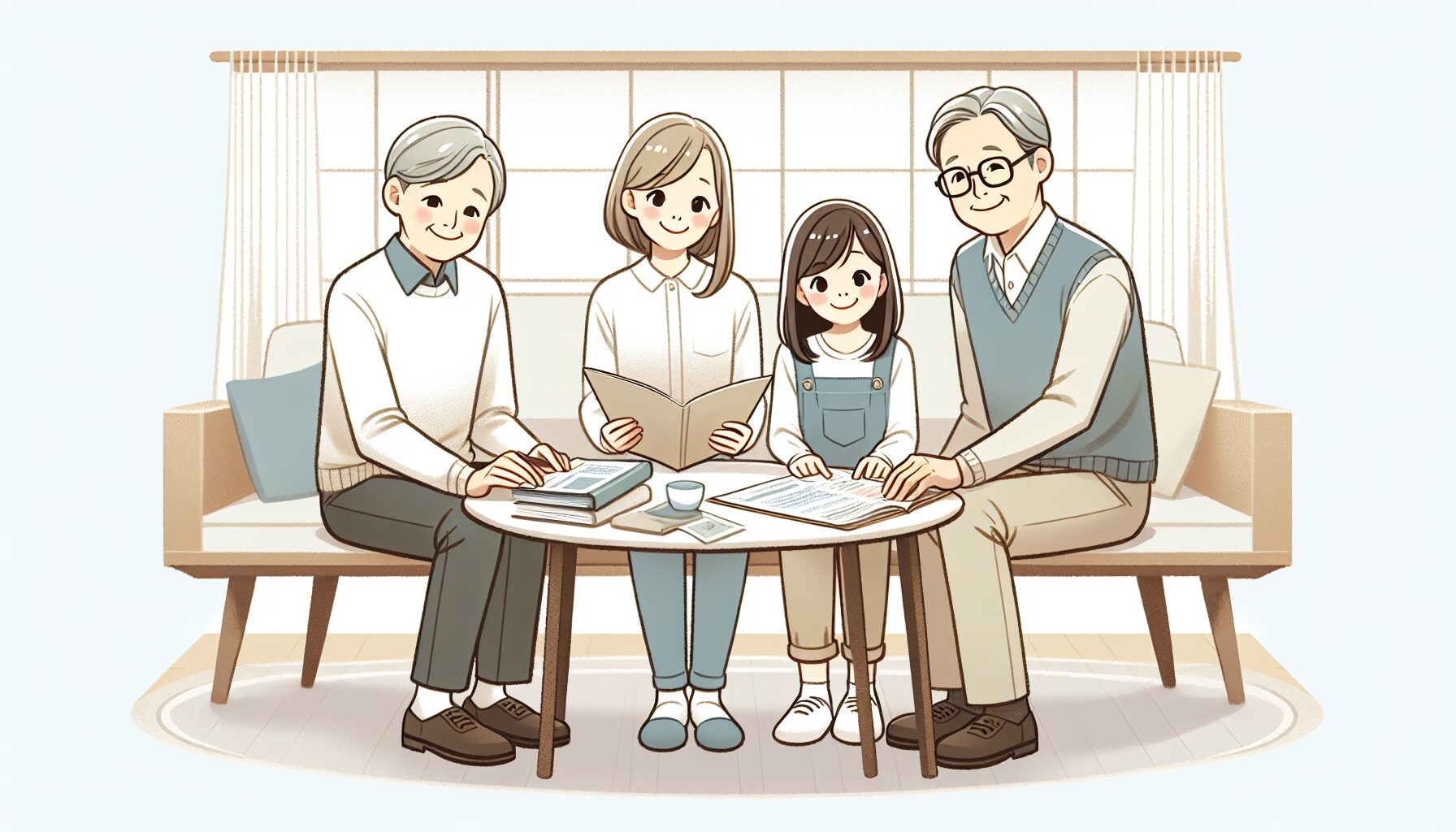 墓じまいについて家族で話し合うシーン