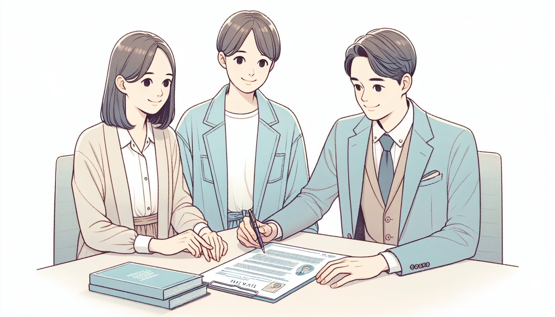 兄弟姉妹が専門家とともに相続書類を確認している場面