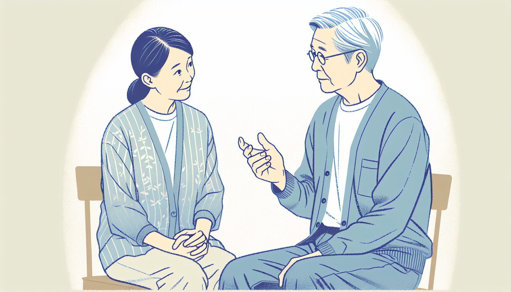 親の終活について兄弟姉妹と話し合う場面