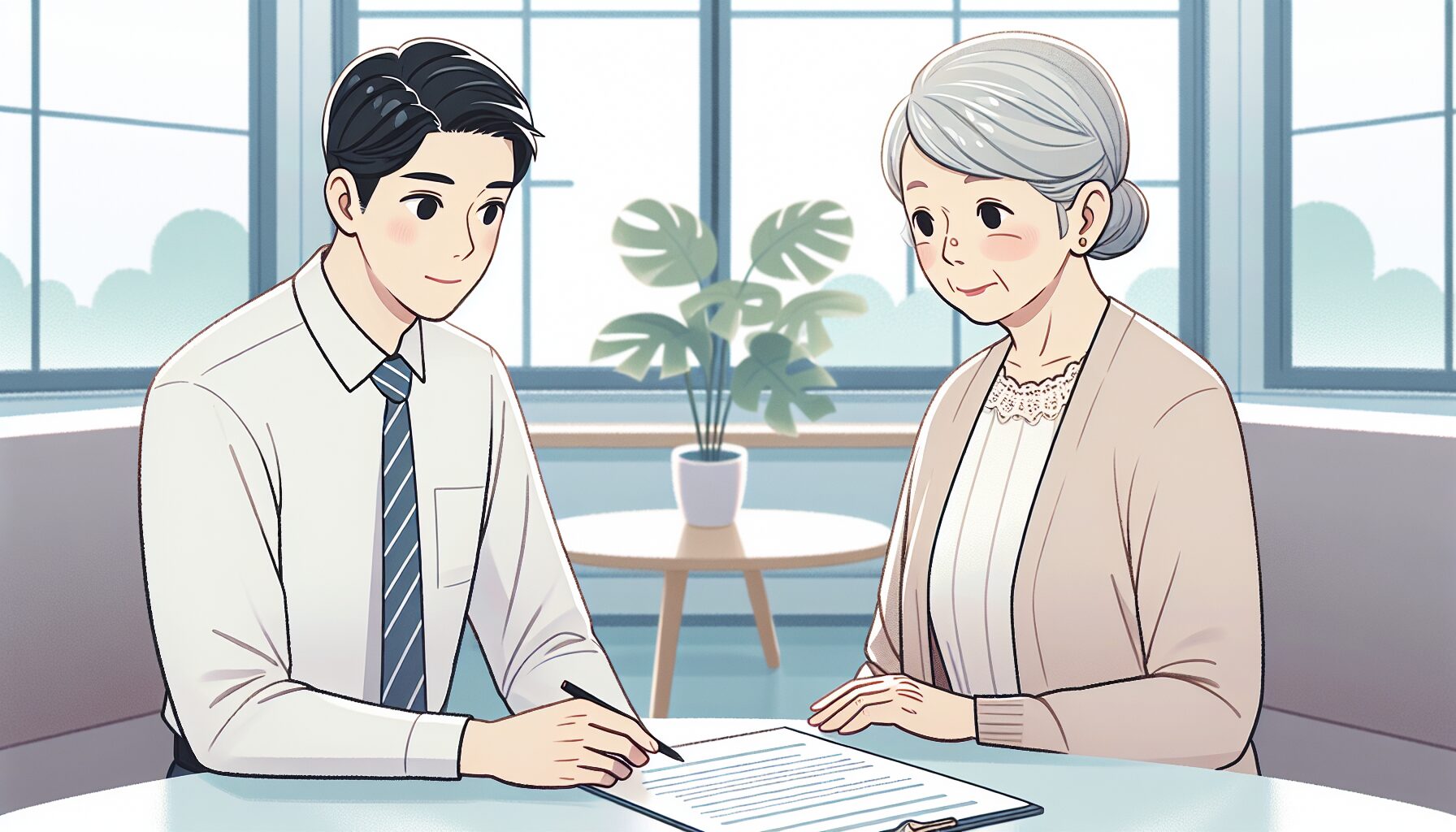 専門家に相談する高齢女性