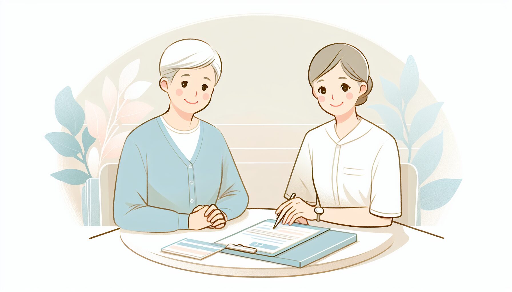 終活の個別相談で専門家と話し合う高齢者