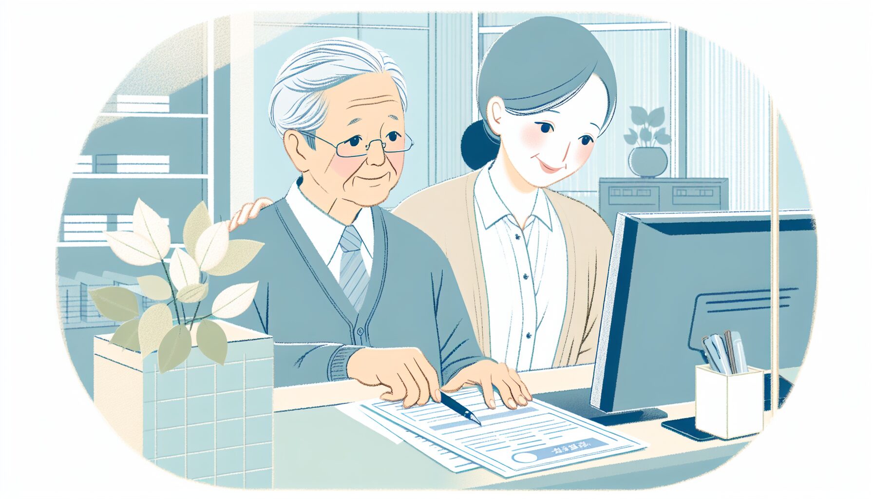 公的窓口で終活の相談をする高齢者