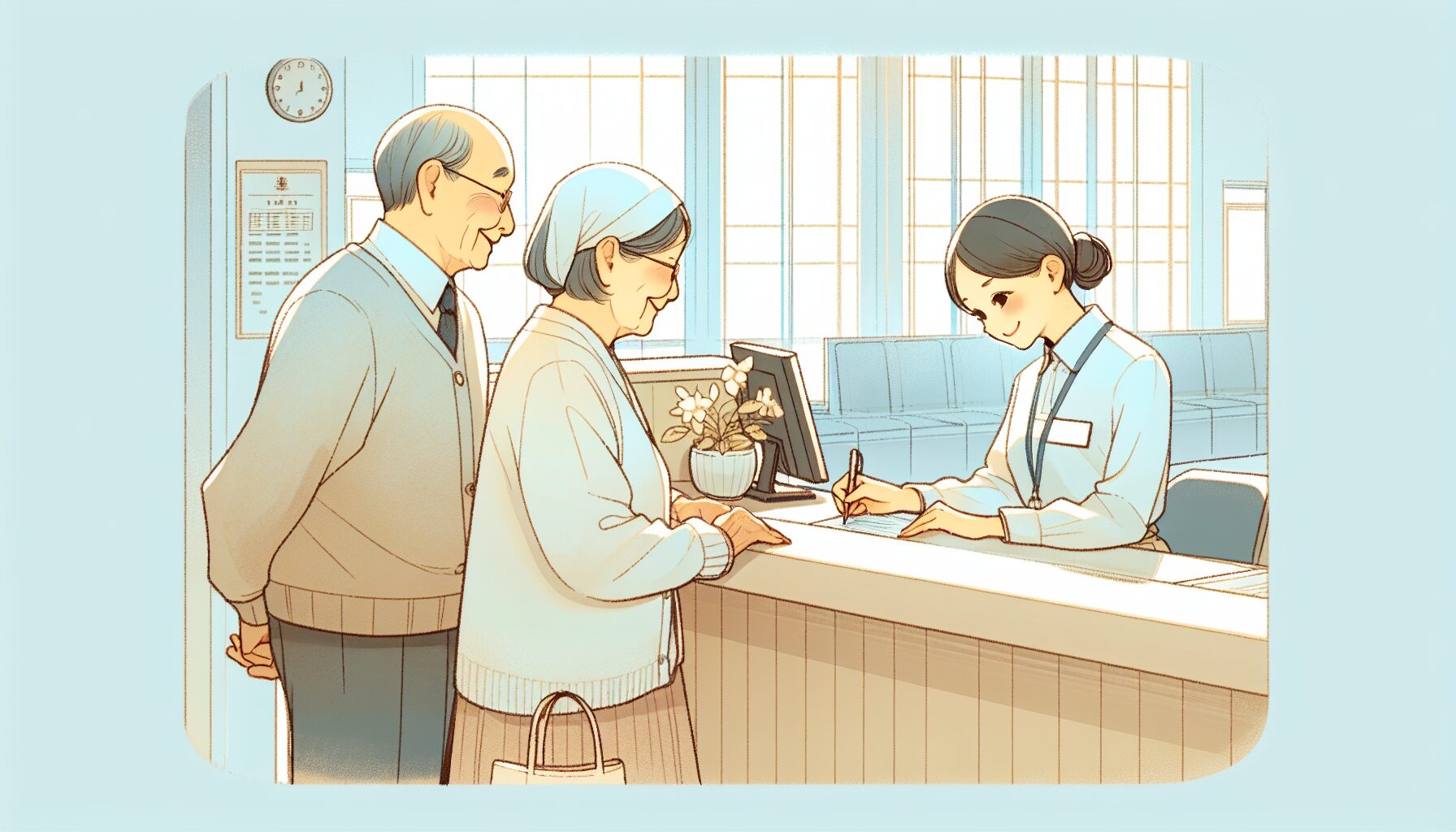 公的窓口で終活の相談を受ける高齢夫婦