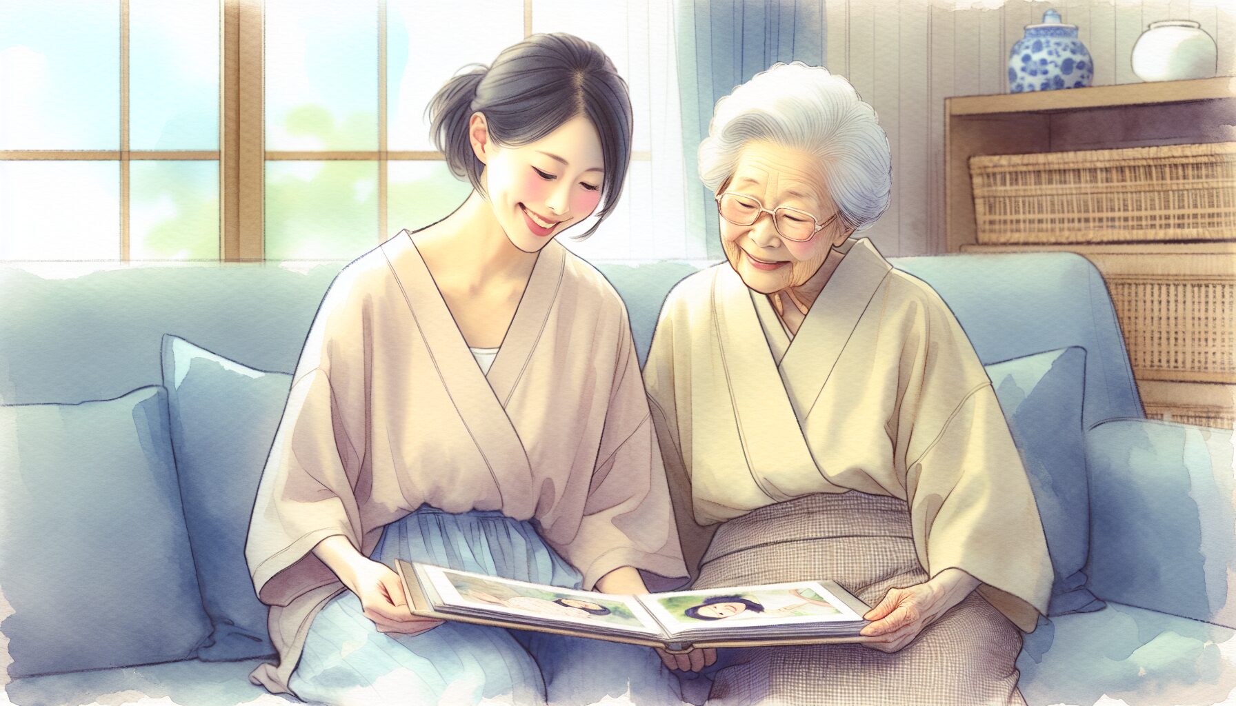 親子で一緒に生前整理をする様子