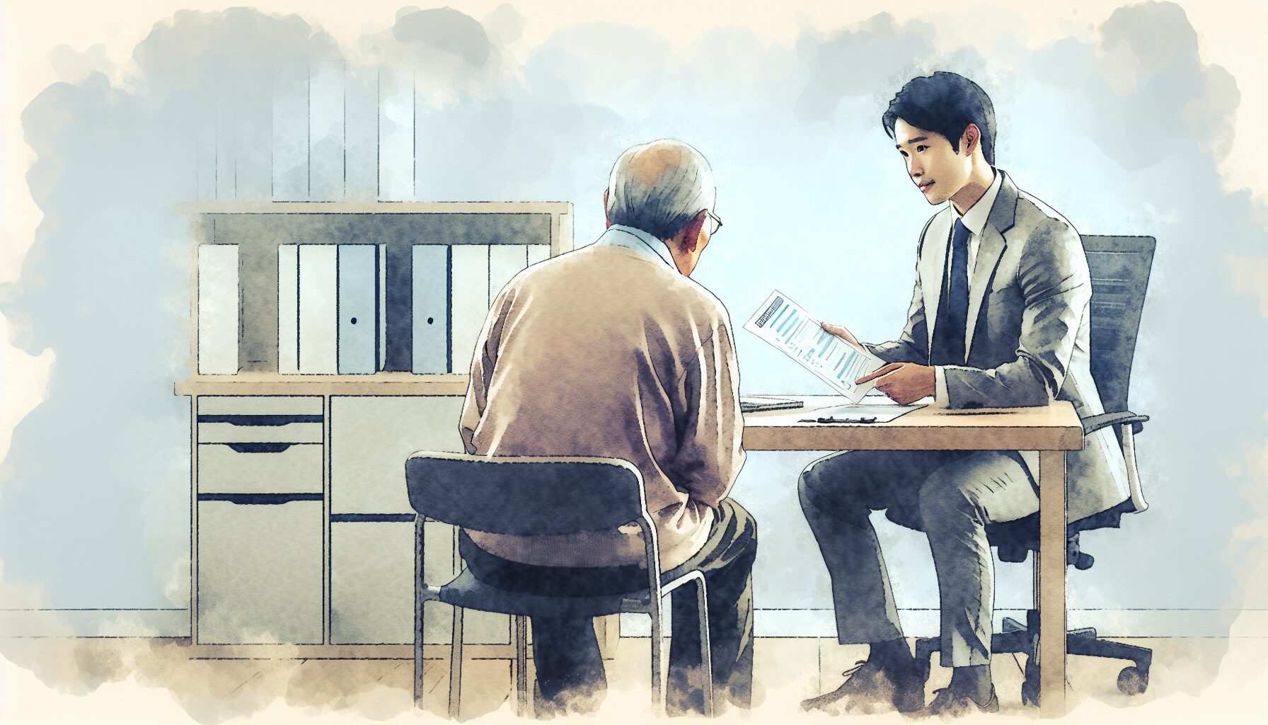 死後事務委任について専門家に相談する高齢者