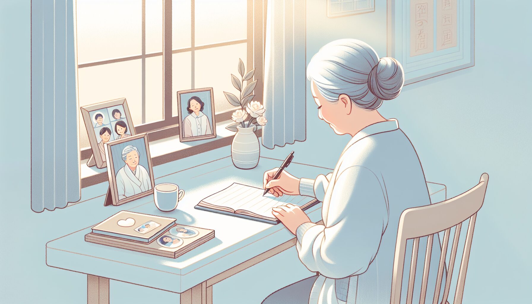 エンディングノートを書く高齢女性のイメージ