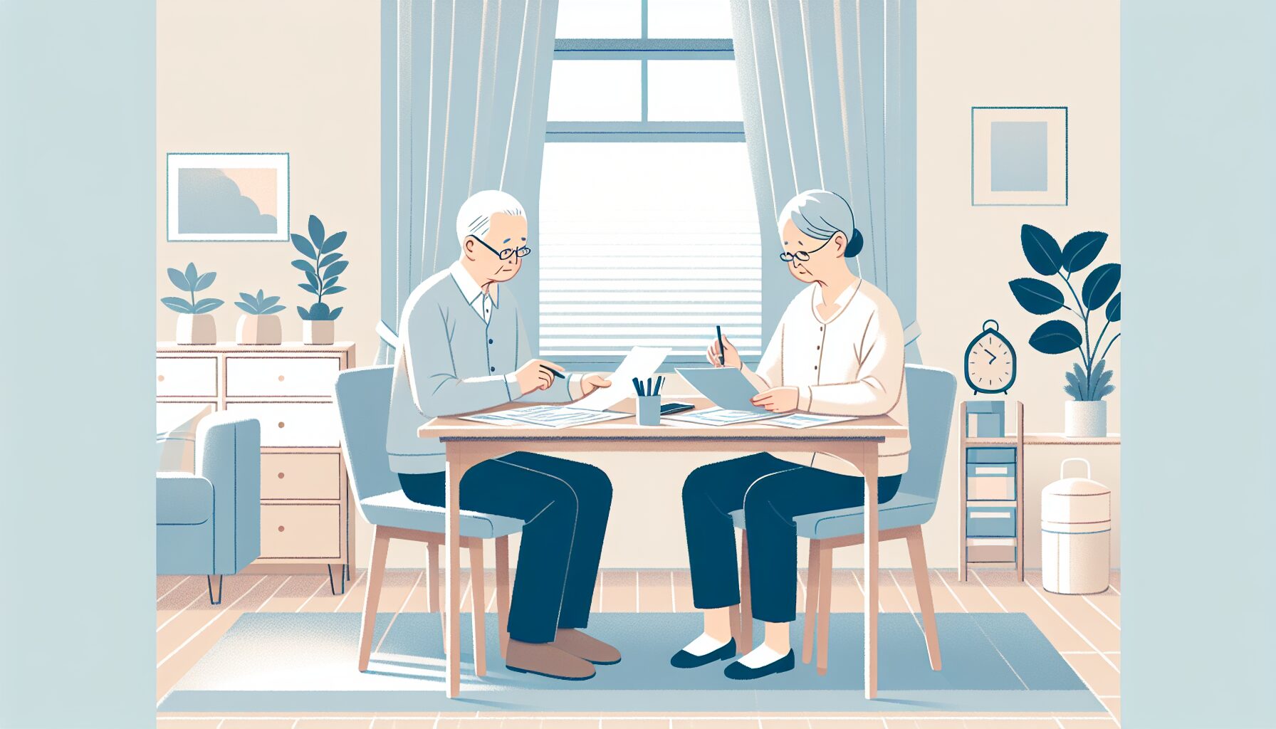 終活やることリストを夫婦で確認するイメージ