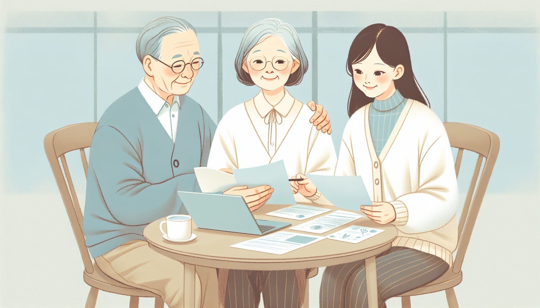 家族で終活について話し合う様子