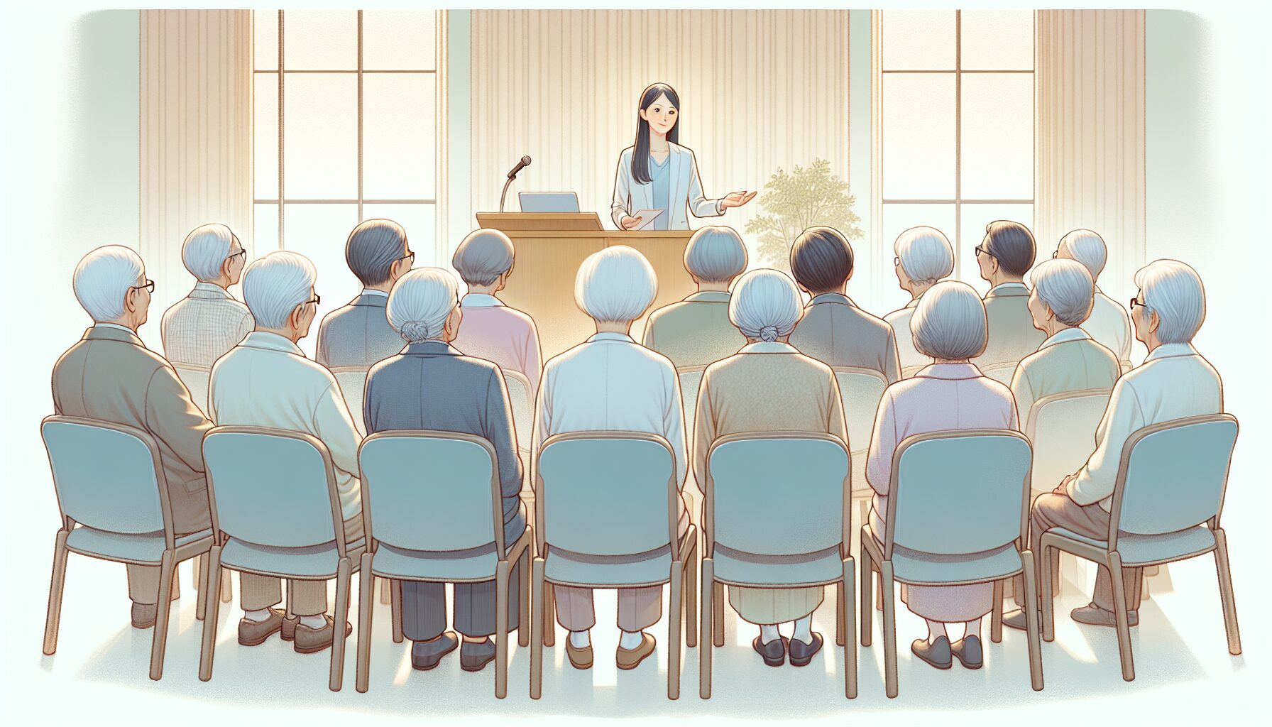 終活セミナーに参加する高齢者