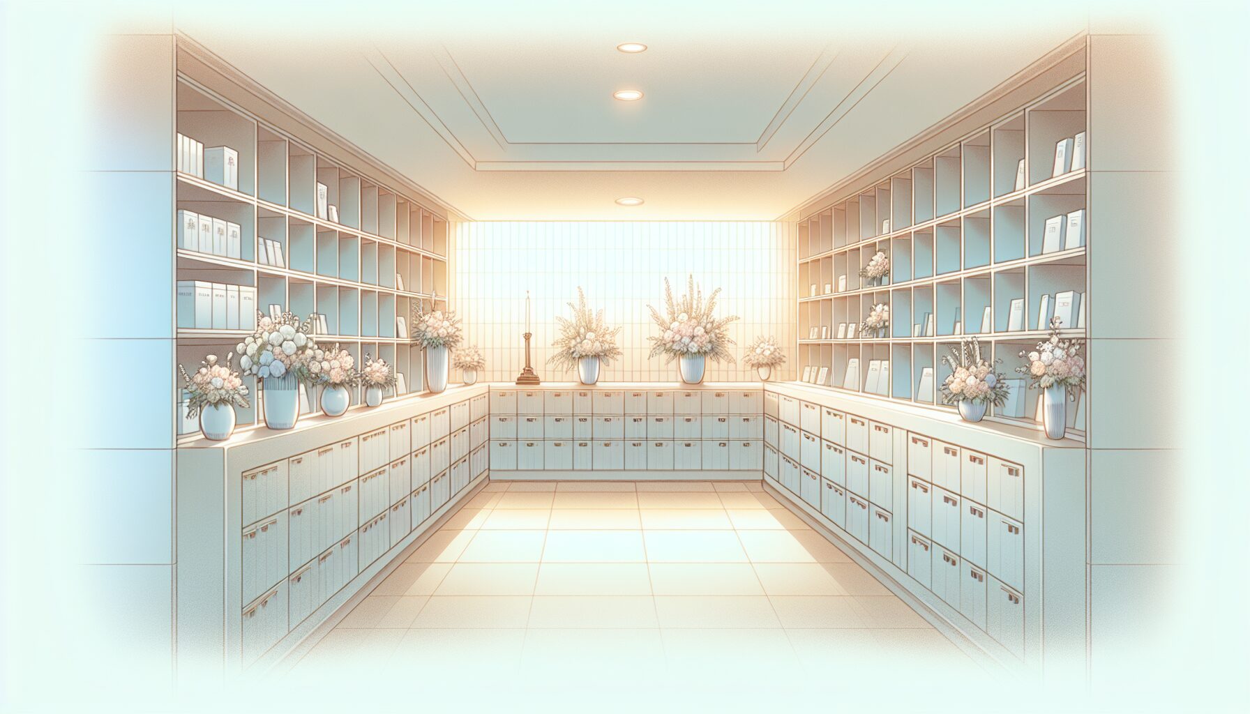 清潔で静かな納骨堂のイラスト