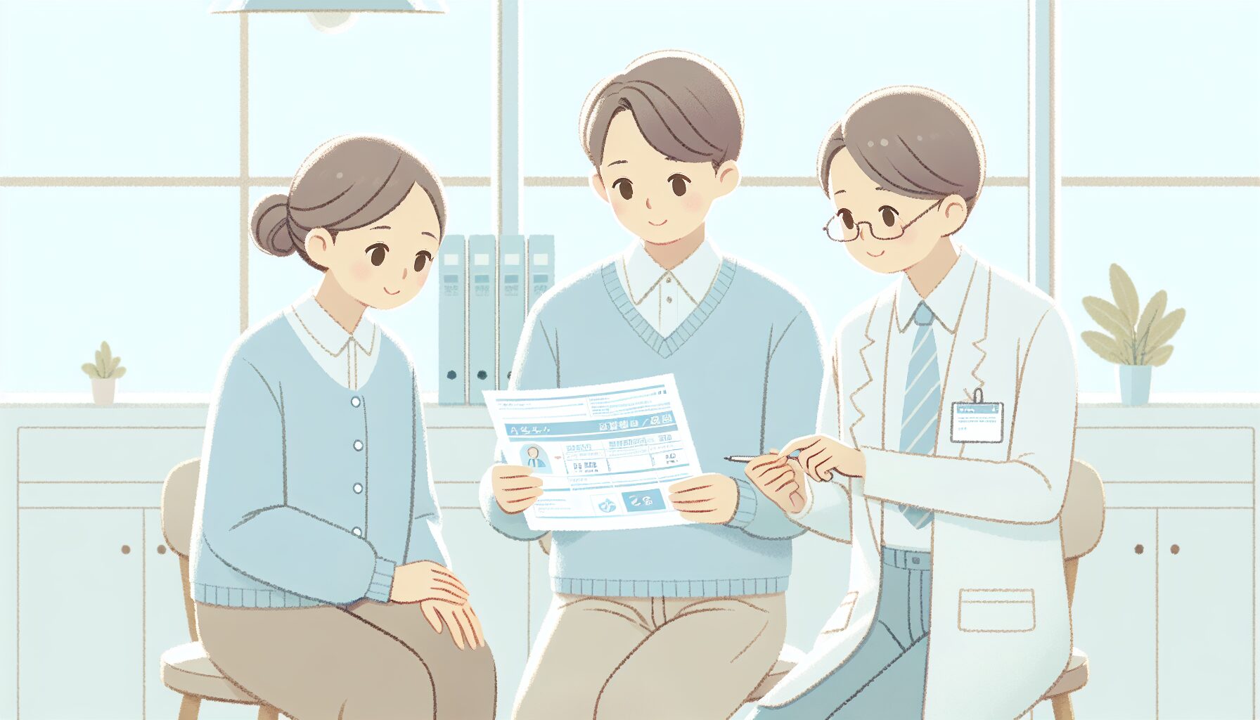 北摂エリアの介護施設費用について家族で相談するシーン