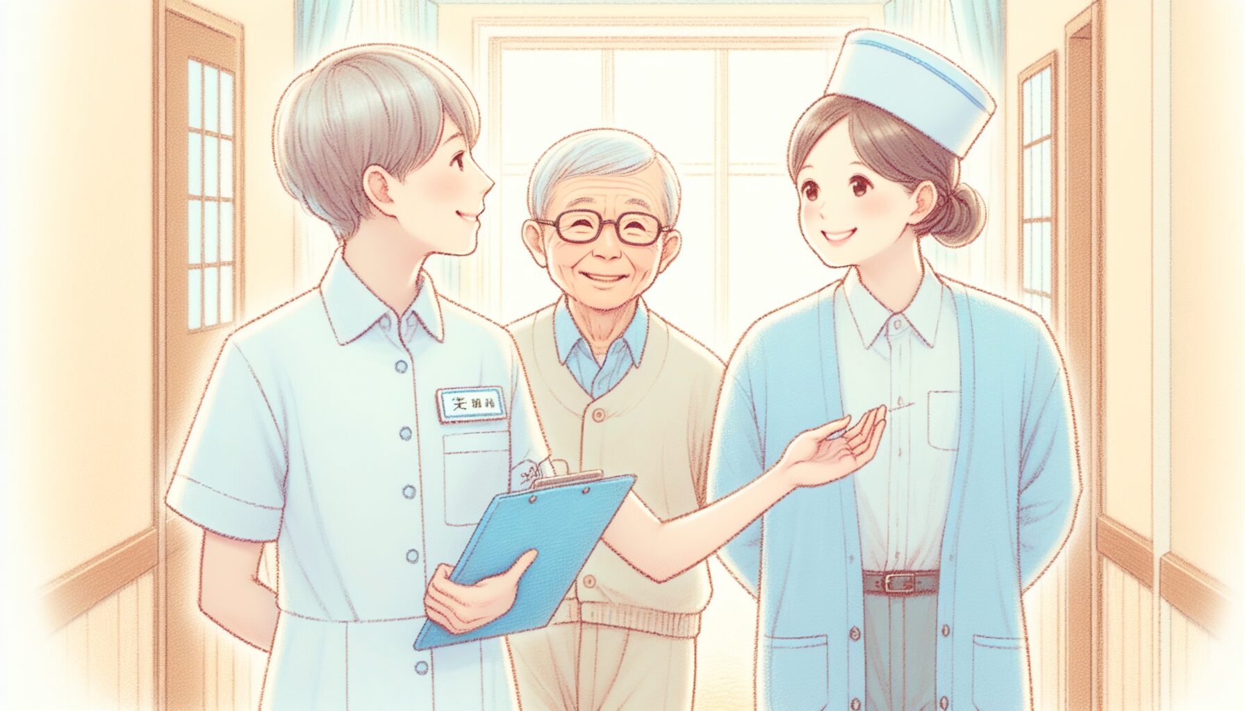 北摂エリアの介護施設を見学する高齢者と家族